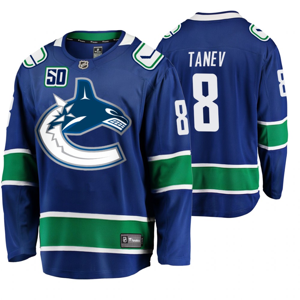 Canucks Christopher Tanev Blue Home Breakaway 50th Anniversary Player Jersey