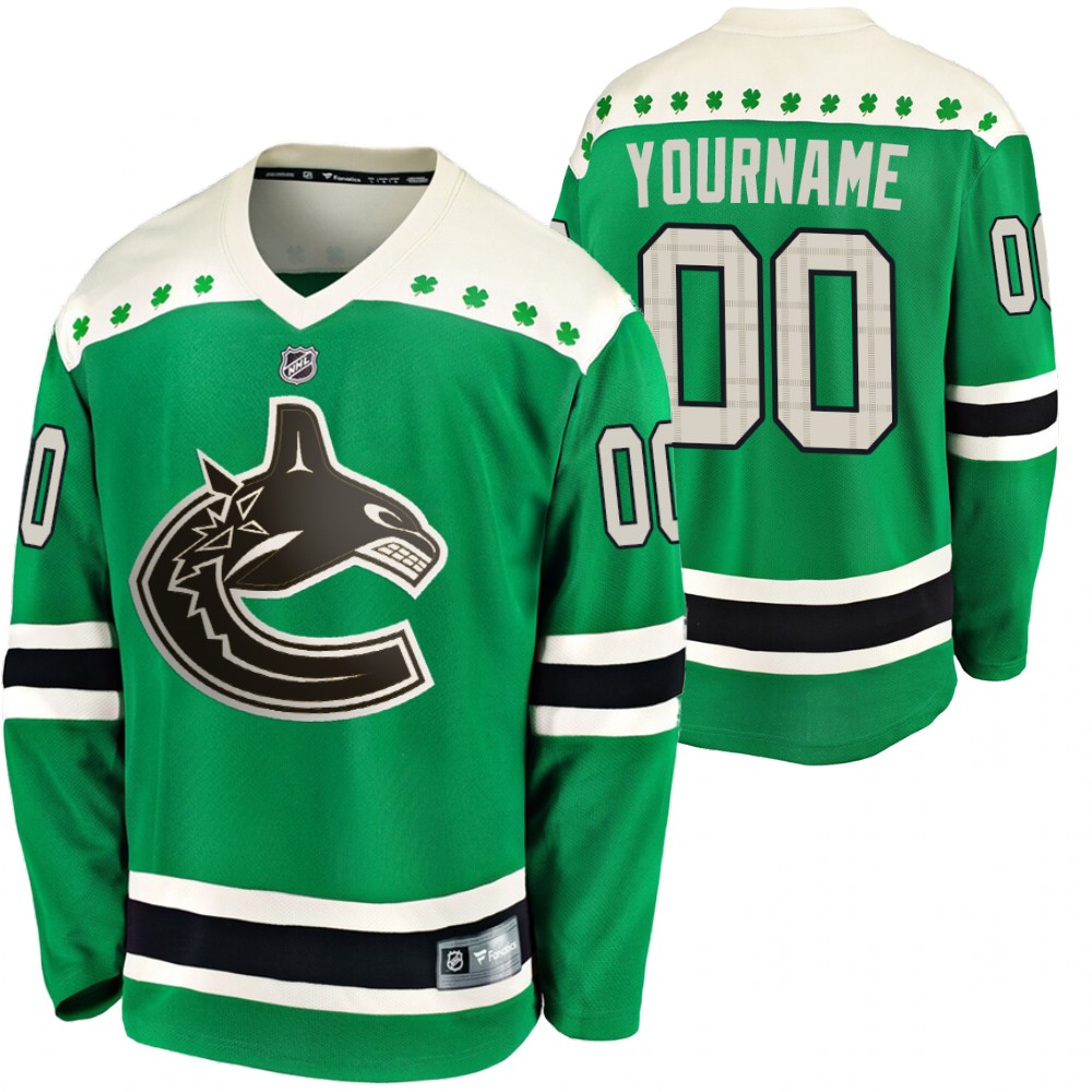 Canucks Custom 2020 St. Patrick's Day Green #00 Jersey Replica Player
