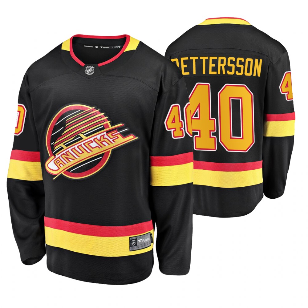 Canucks Elias Pettersson Black Flying Skate Premier Breakaway Jersey