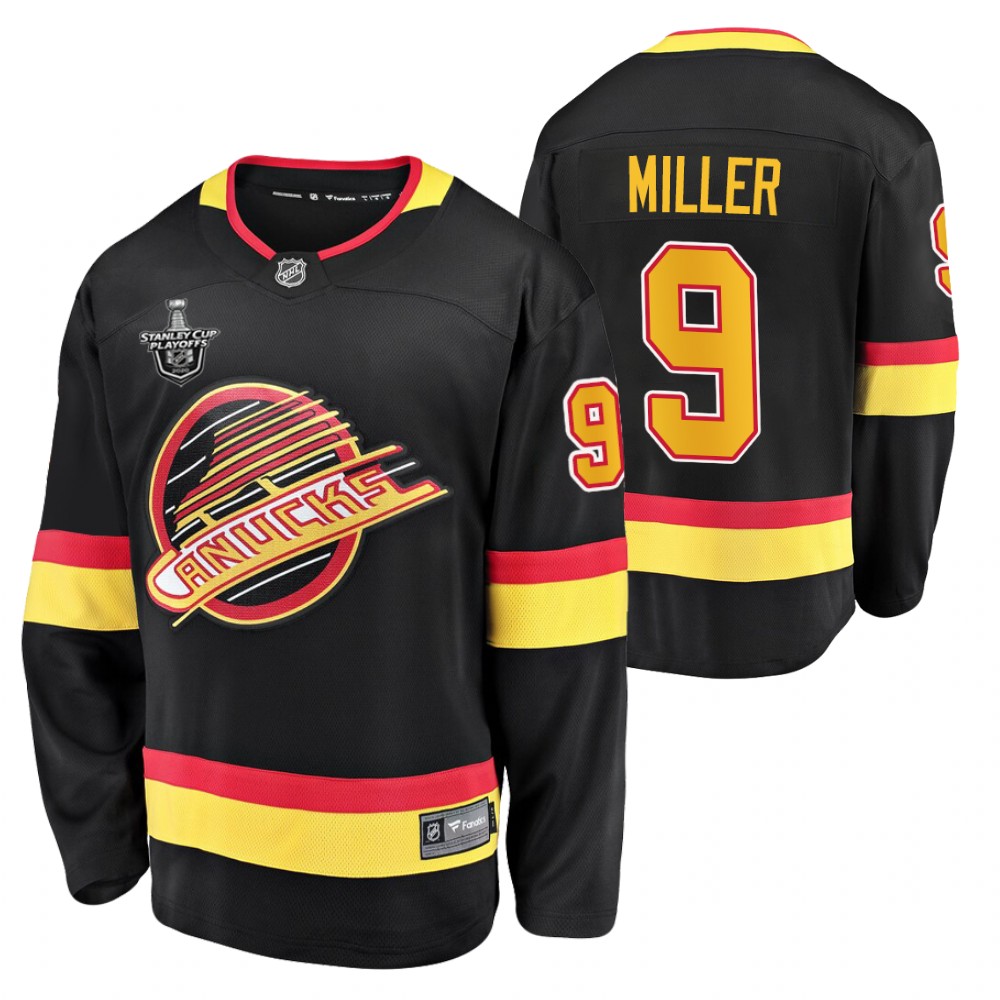 Canucks J. T. Miller Jersey 2020 Stanley Cup Playoffs Black Flying Skate Men's