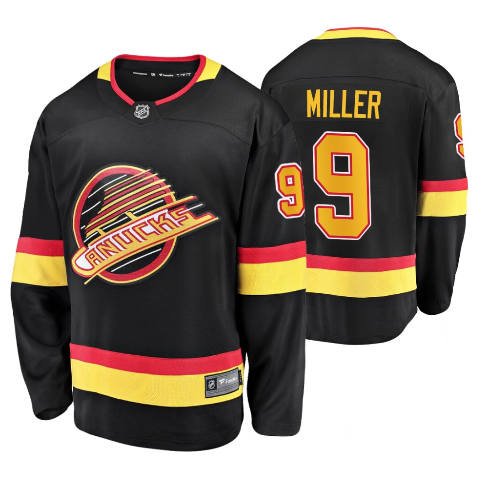Canucks J.T. Miller Black Flying Skate Premier Breakaway Jersey