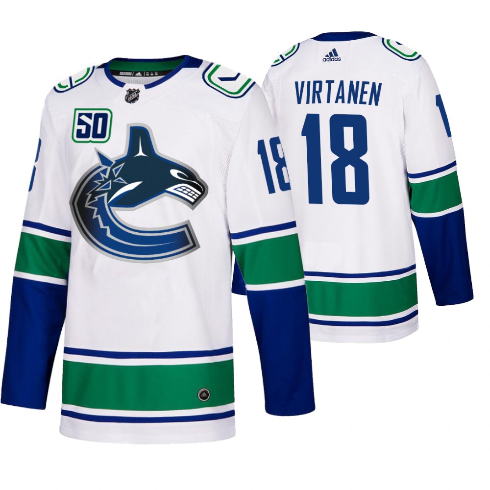 Canucks Jake Virtanen White Away 50th Anniversary Authentic Jersey