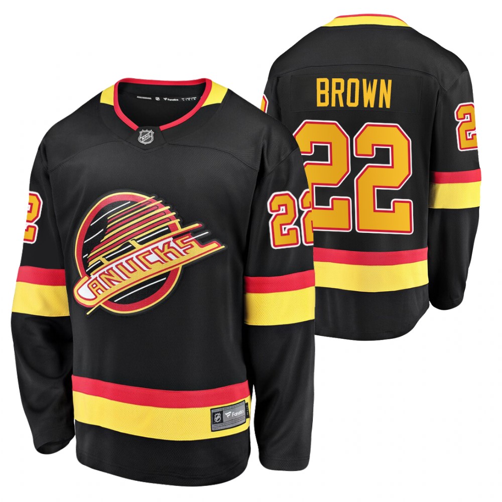 Canucks Jeff Brown Black 50th Anniversary Men's 90's Flying Skate Jersey