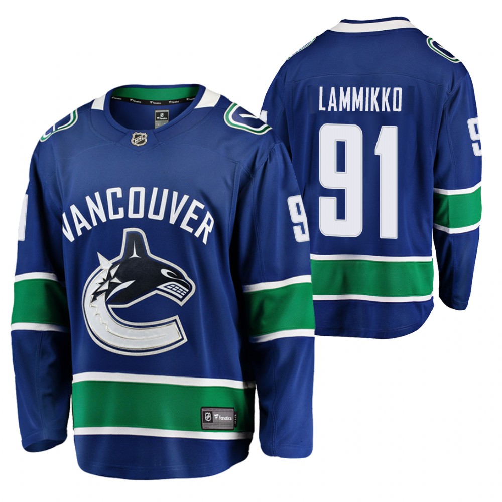 Canucks Juho Lammikko Jersey Home Blue Player Men