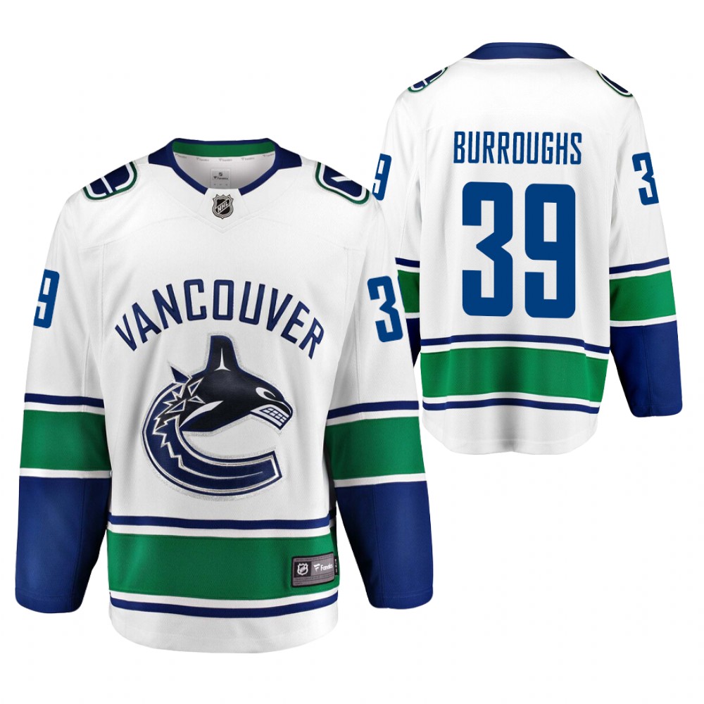 Canucks Kyle Burroughs Jersey Away White Player Men