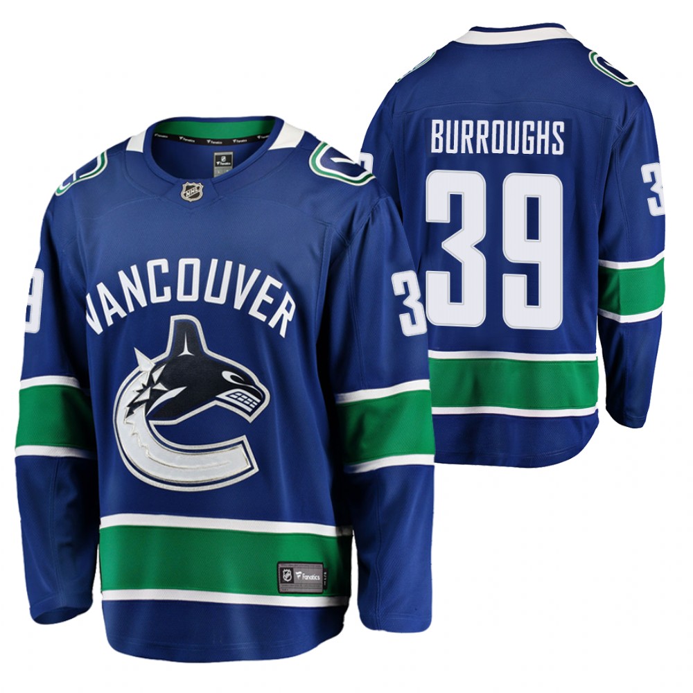 Canucks Kyle Burroughs Jersey Home Blue Player Men