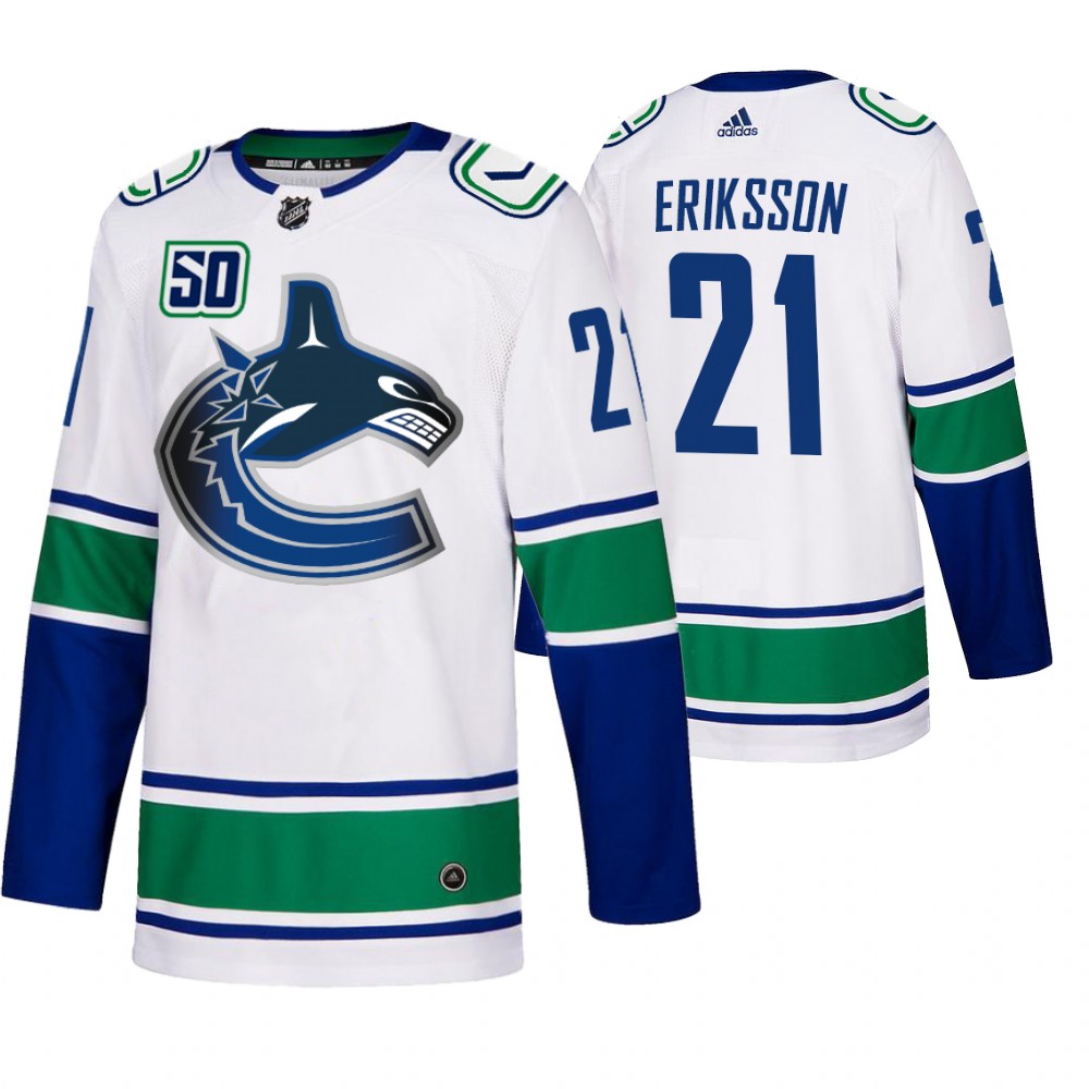 Canucks Loui Eriksson White Away 50th Anniversary Authentic Jersey