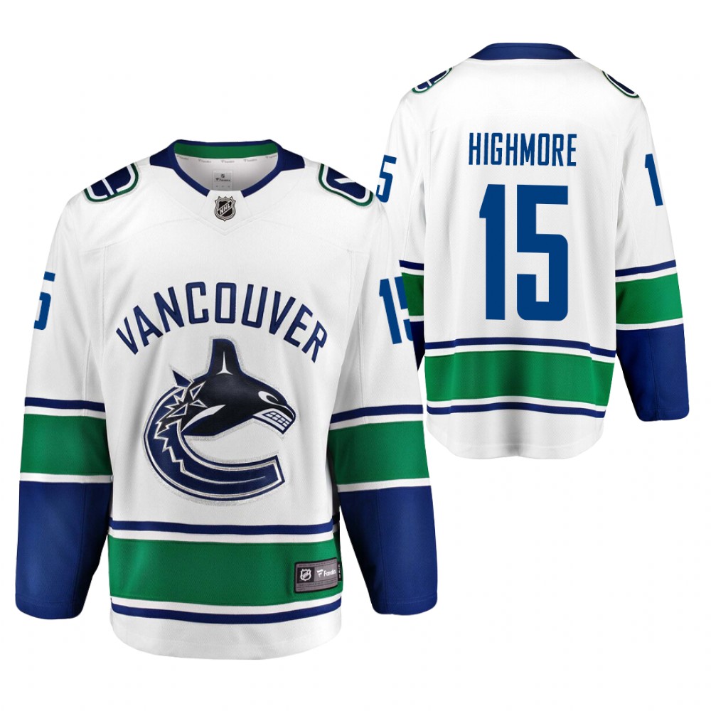 Canucks Matthew Highmore Jersey Away White Player Men