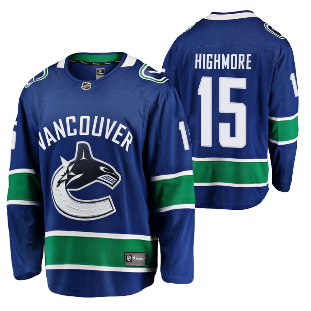 Canucks Matthew Highmore Jersey Home Blue Player Men