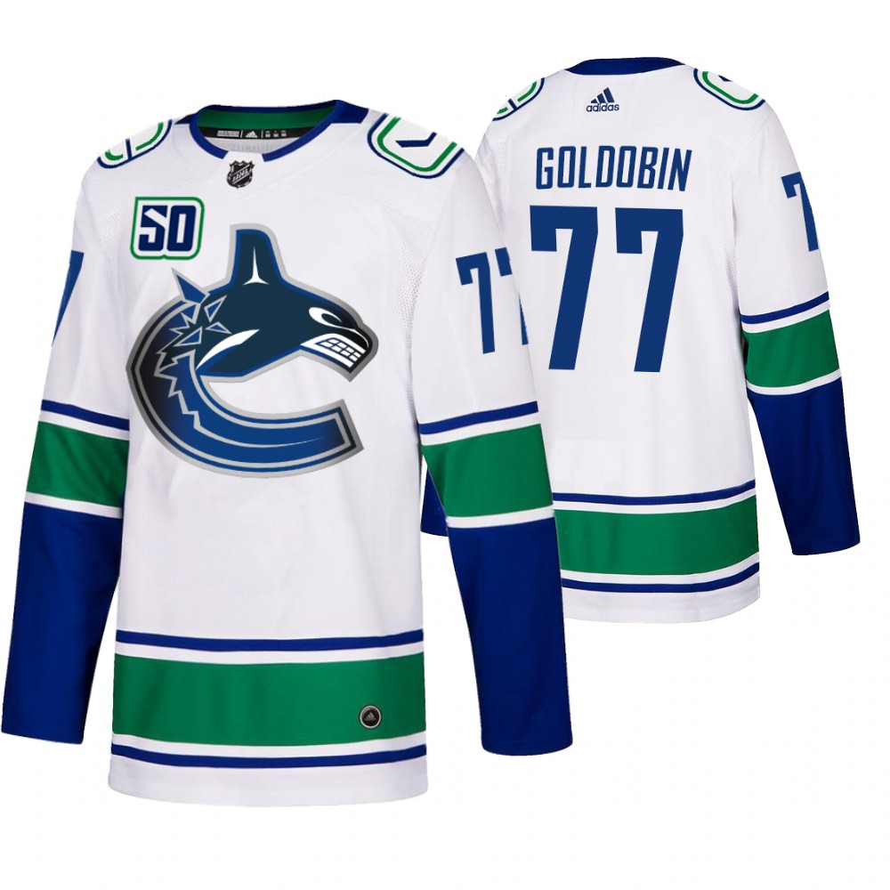 Canucks Nikolay Goldobin White Away 50th Anniversary Authentic Jersey