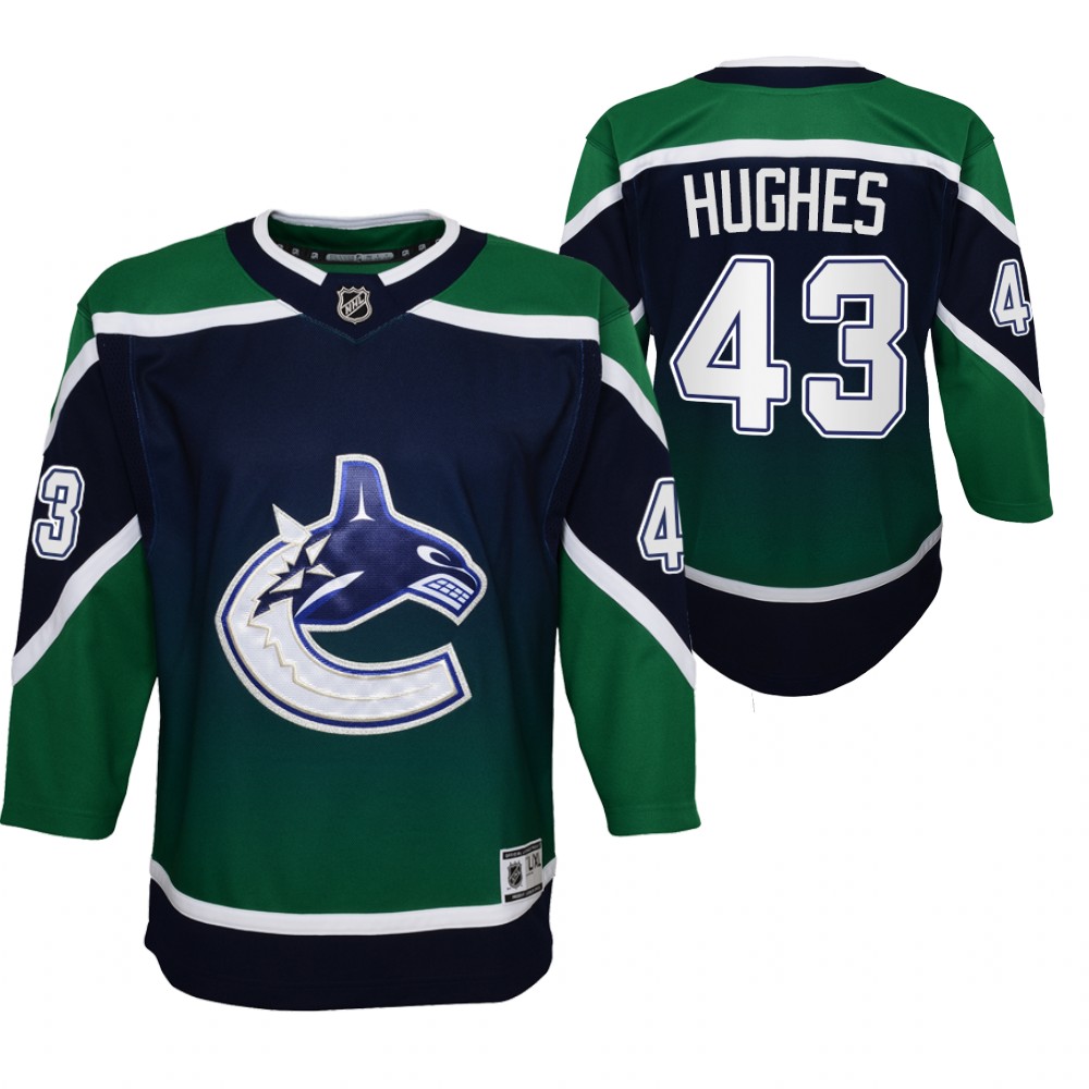 Canucks Quinn Hughes 2020-21 2021 Reverse Retro Jersey Youth Authentic