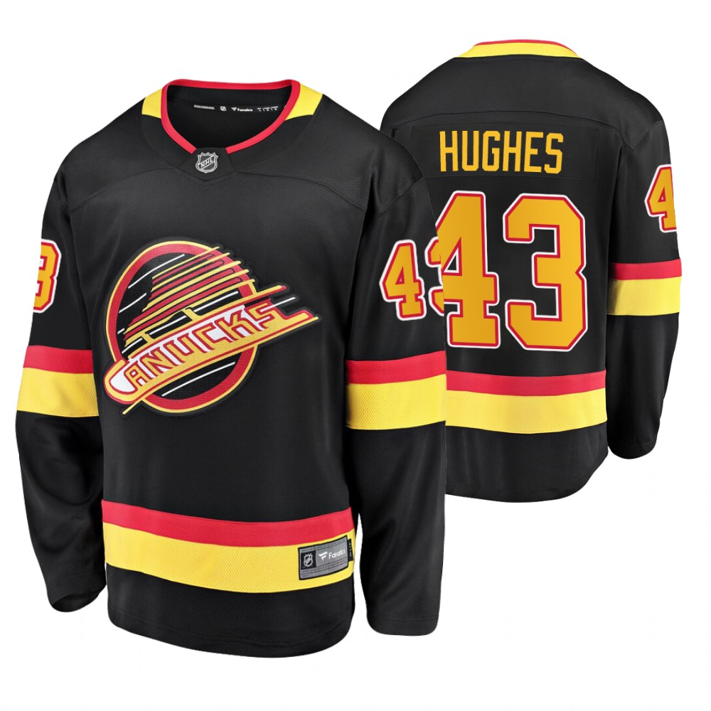 Canucks Quinn Hughes Black Flying Skate Premier Breakaway Jersey