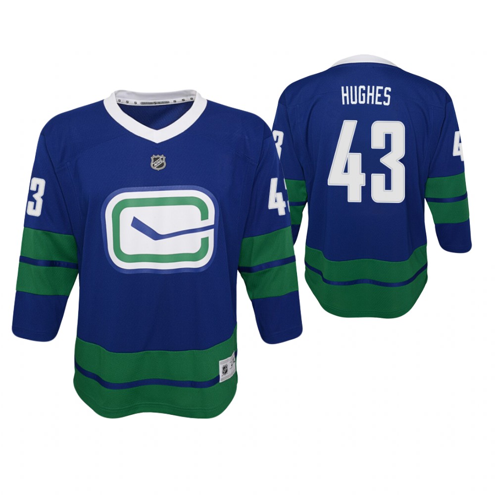 Canucks Quinn Hughes Royal Alternate Premier Youth Jersey