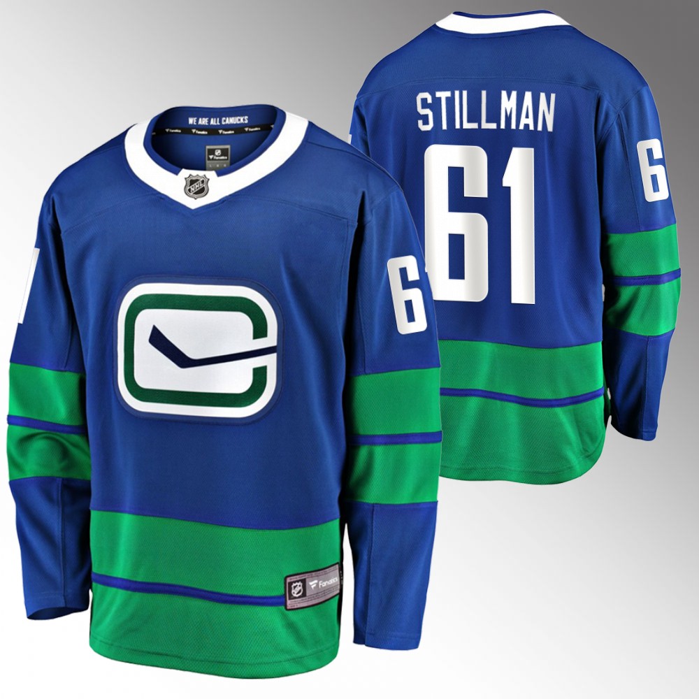 Canucks Riley Stillman #61 Blue Alternate Jersey