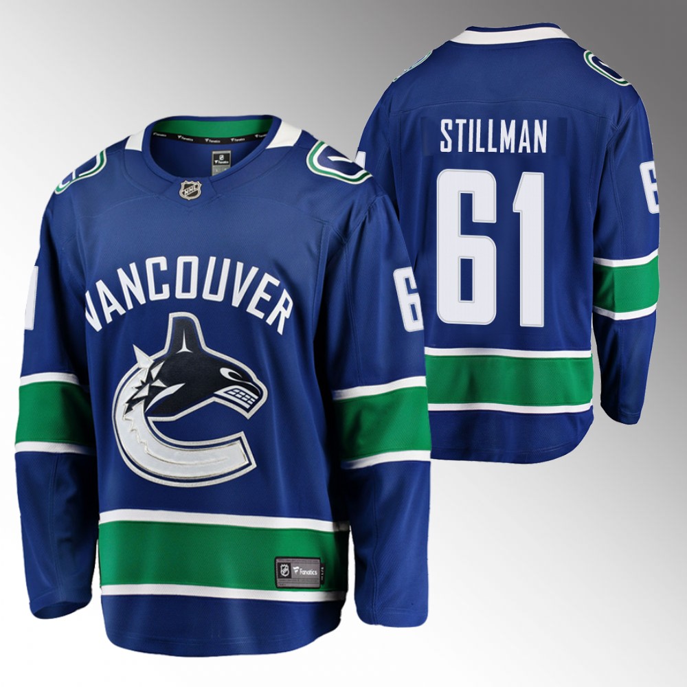 Canucks Riley Stillman #61 Blue Home Jersey