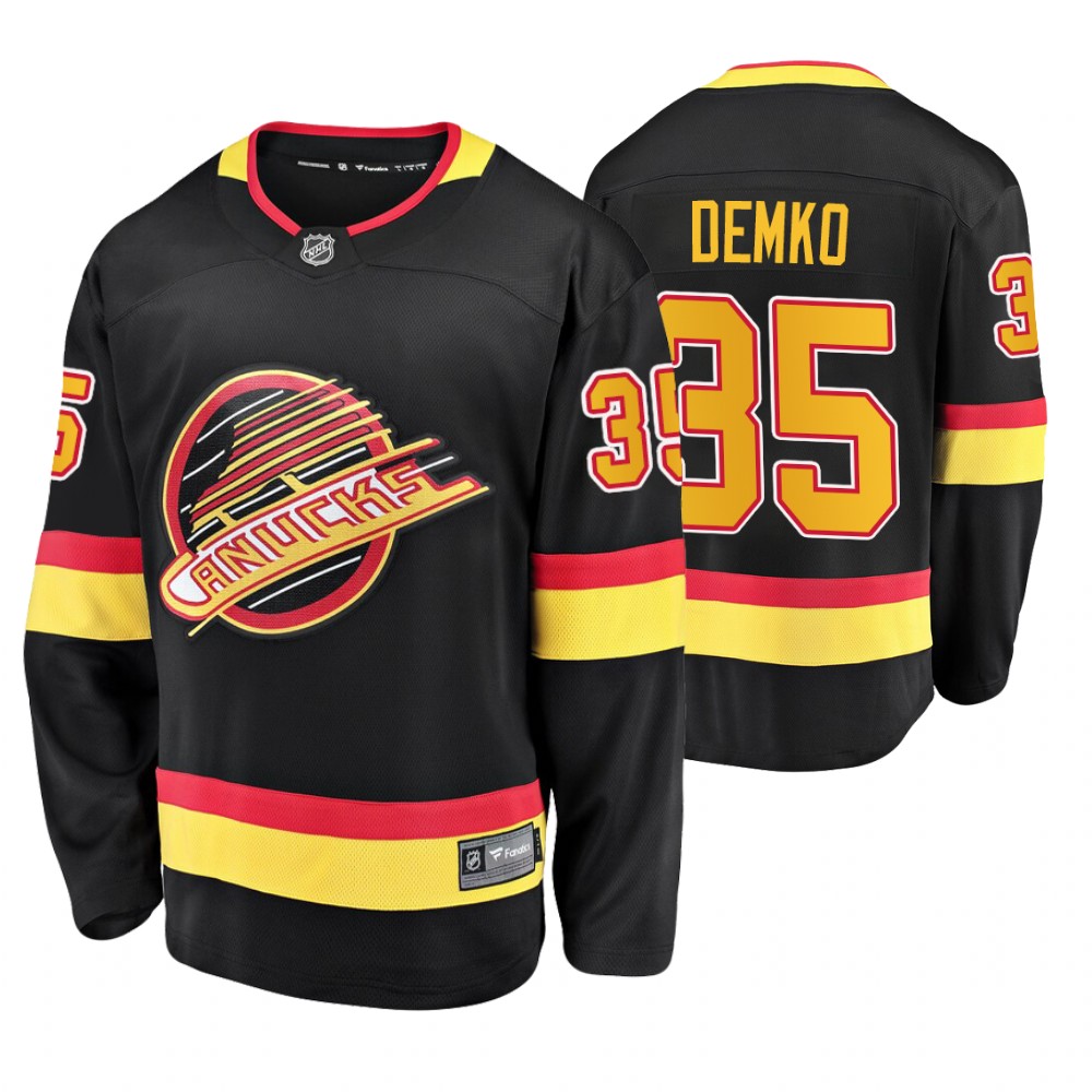 Canucks Thatcher Demko Black Flying Skate Premier Breakaway Jersey