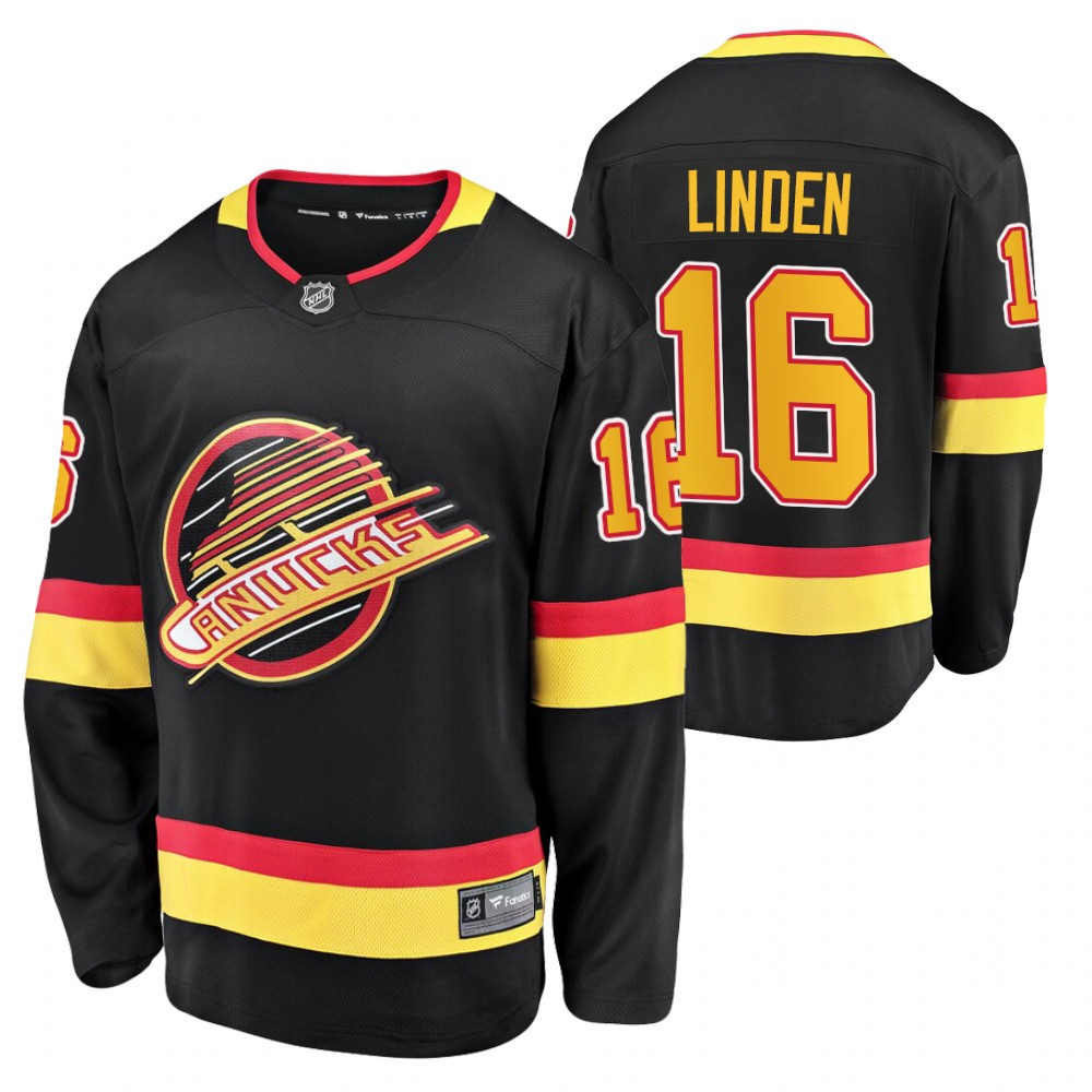 Canucks Trevor Linden Black 50th Anniversary Men's 90's Flying Skate Jersey