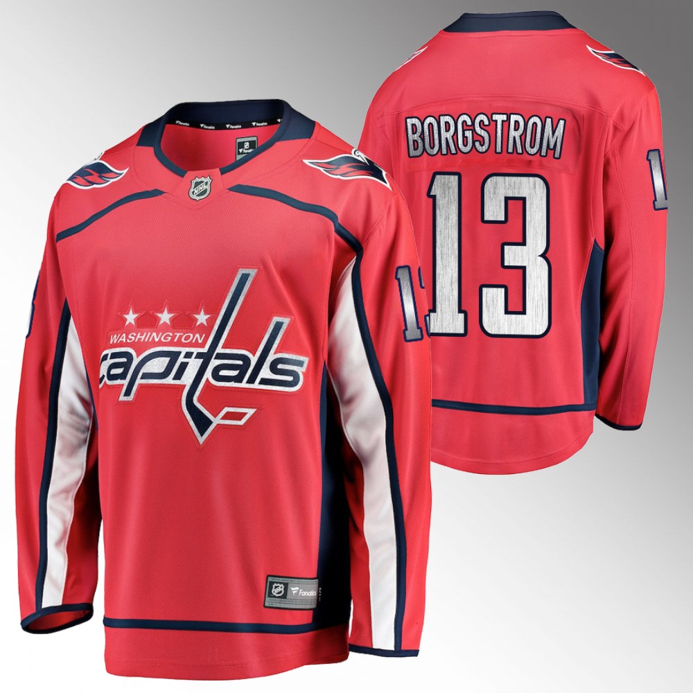 Capitals #13 Henrik Borgstrom Red 2022 Home Jersey
