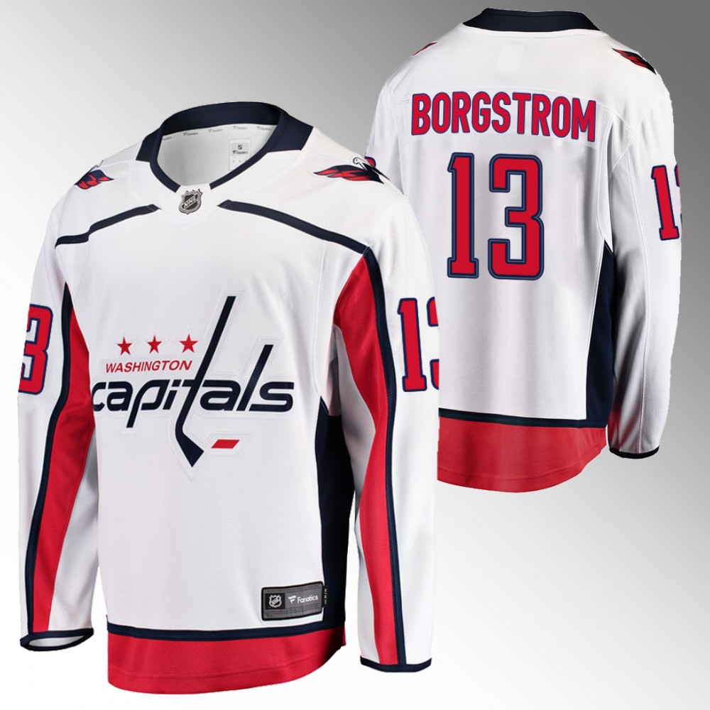 Capitals #13 Henrik Borgstrom White 2022 Away Jersey