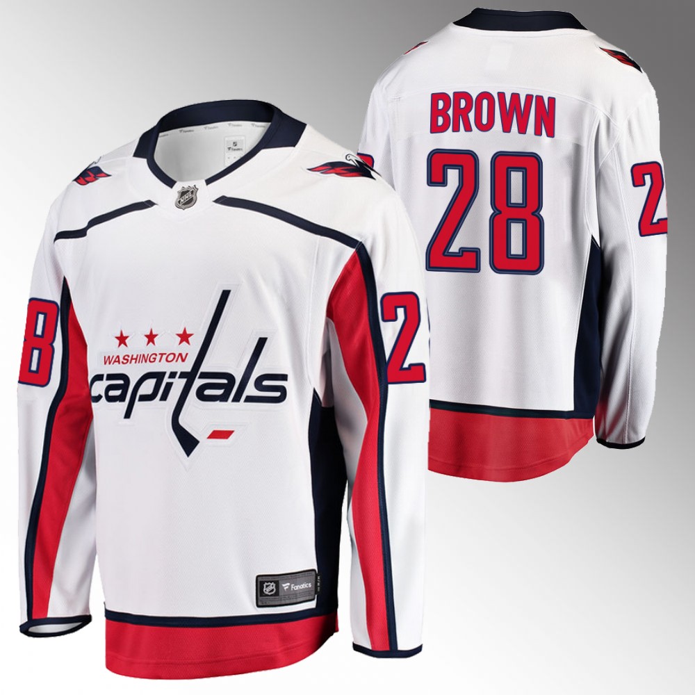 Capitals #28 Connor Brown White 2022 Away Jersey