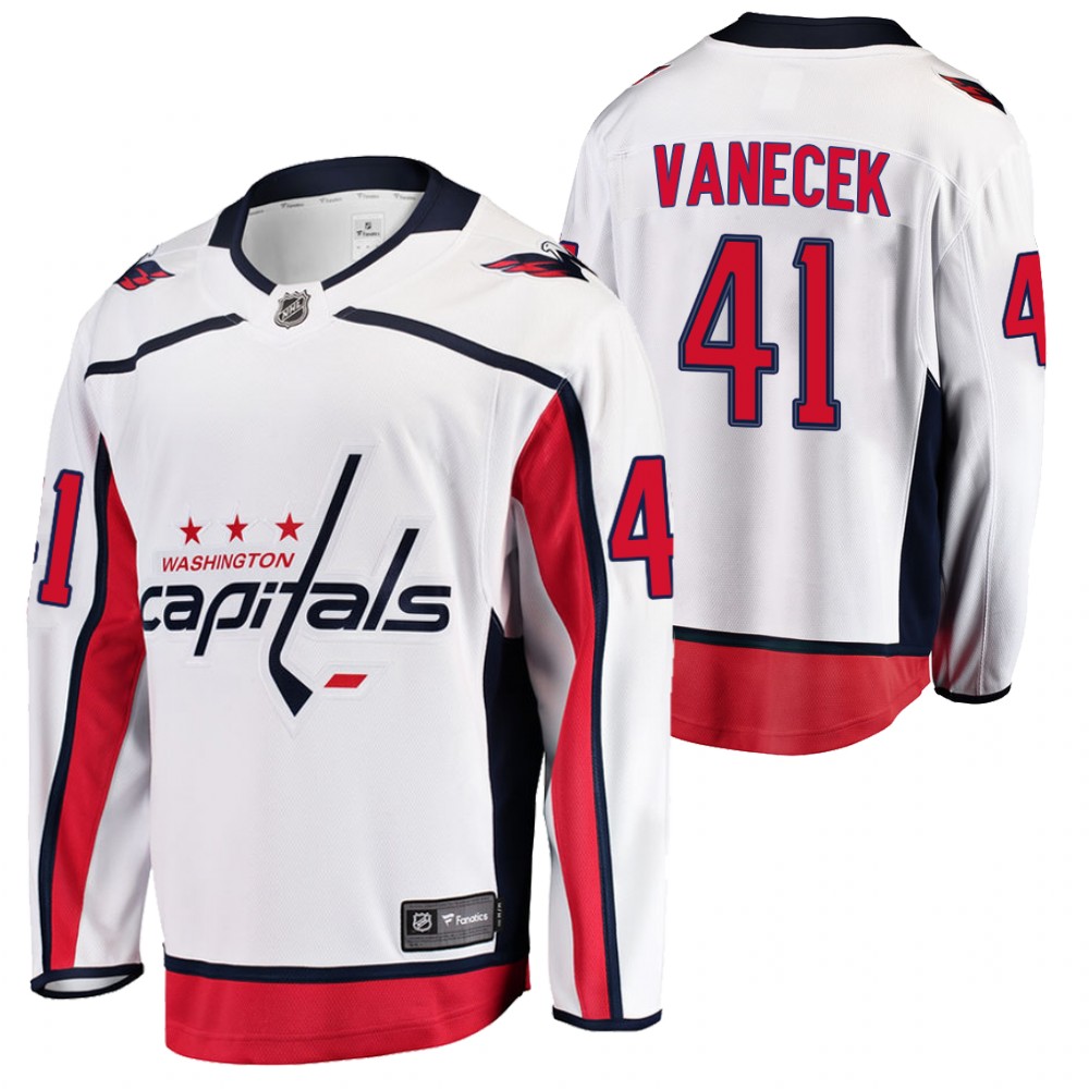 Capitals #41 Vitek Vanecek White 2021 Away Jersey