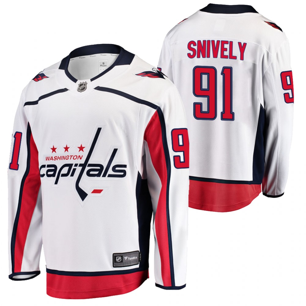 Capitals #91 Joe Snively White 2021-22 Away Jersey