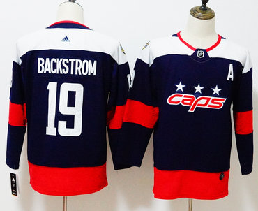 Capitals 19 Nicklas Backstrom Navy Youth 2018 Stadium Series Adidas Jersey