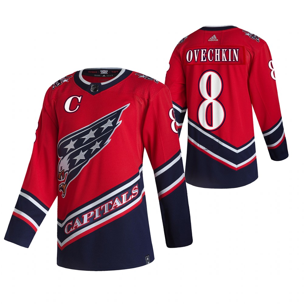 Capitals 2021 Reverse Retro #8 Alexander Ovechkin Red Jersey Special Edition Authentic