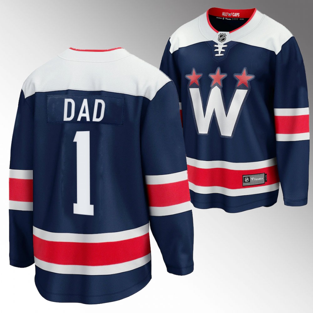 Capitals 2022 Fathers Day Gift Navy Jersey NO.1 Dad