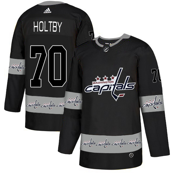 Capitals 70 Braden Holtby Black Team Logos Fashion Adidas Jersey