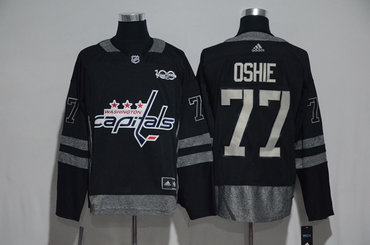 Capitals 77 T.J. Oshie Black 1917-2017 100th Anniversary Adidas Jersey
