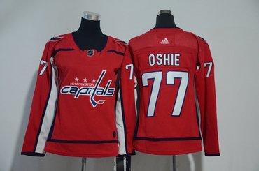 Capitals 77 T.J. Oshie Red Women Adidas Jersey