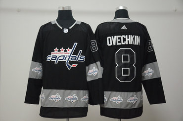 Capitals 8 Alex Ovechkin Black Team Logos Fashion Adidas Jersey