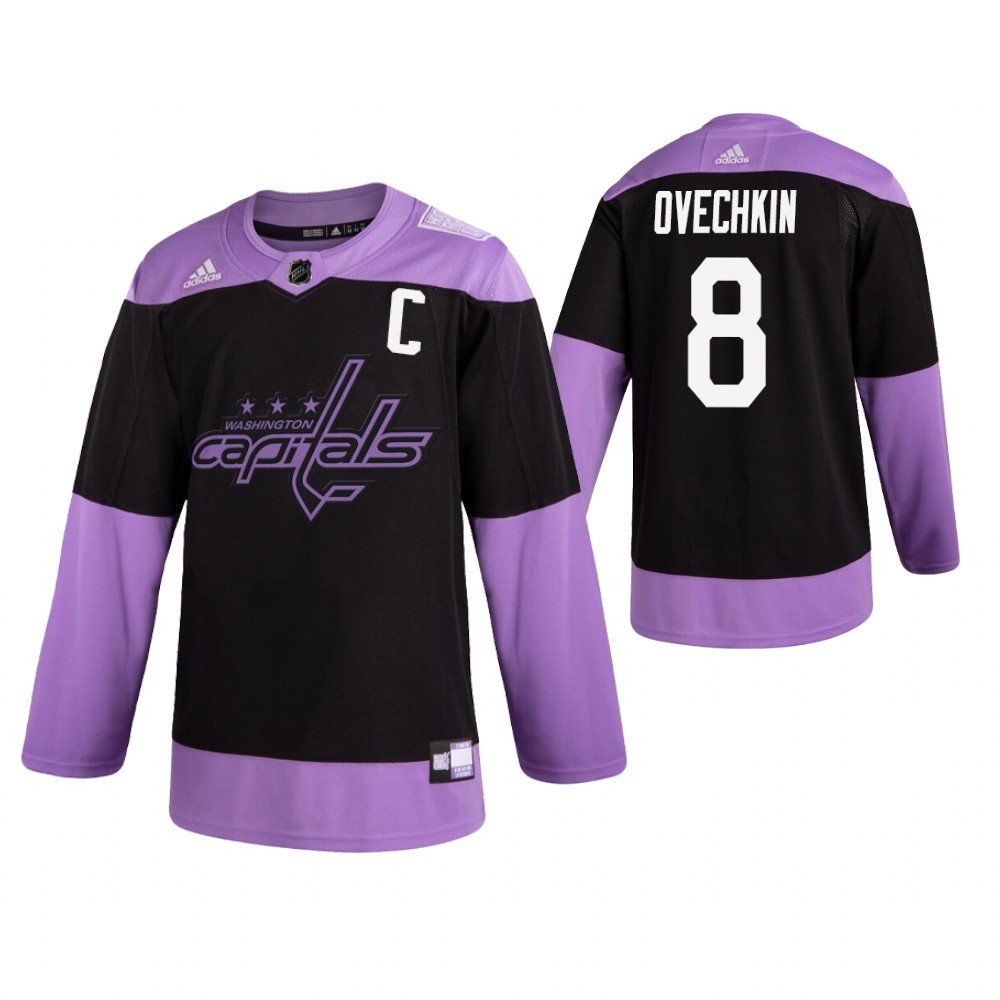 Capitals Alexander Ovechkin Black Practice Hockey Fights Cancer Jersey