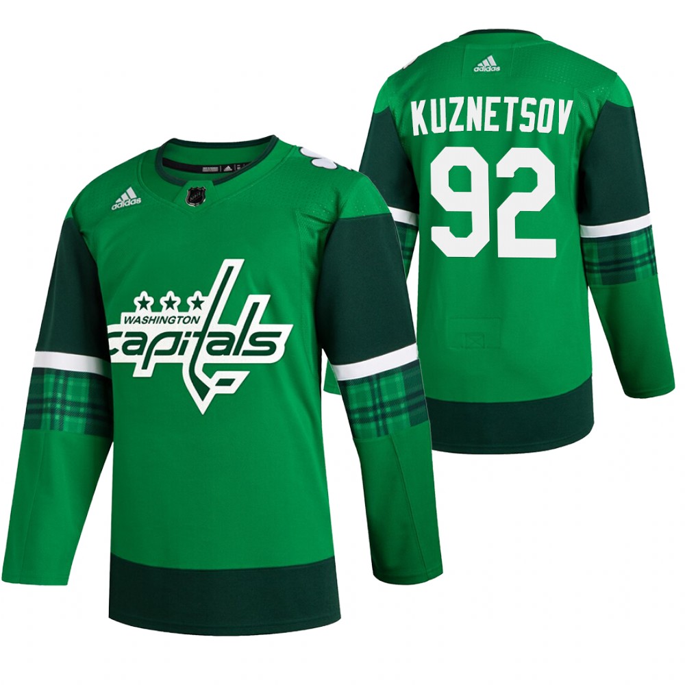 Capitals Evgeny Kuznetsov 2020 St Paddy's Day Green #92 Jersey