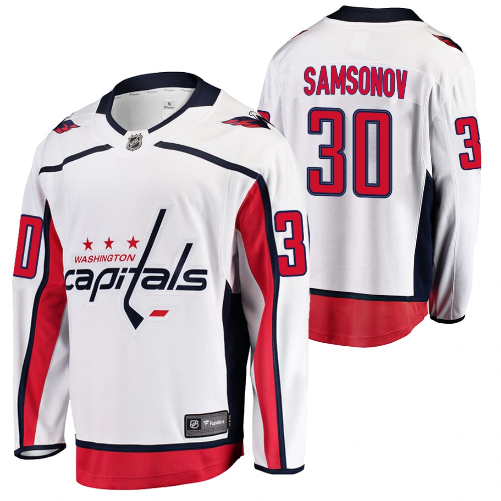Capitals Ilya Samsonov Jersey Away White Player Men