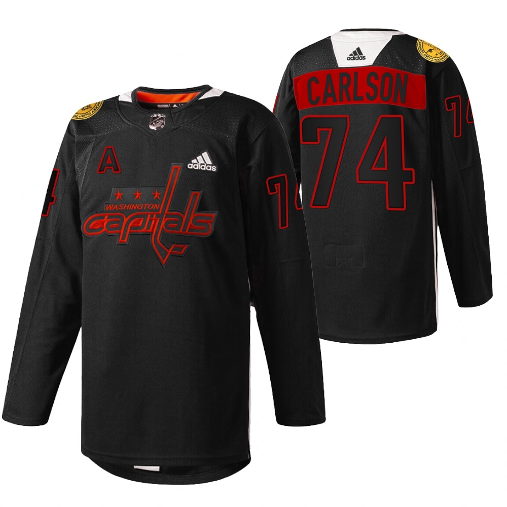 Capitals John Carlson 2022 Black History Night Black special warmup Jersey