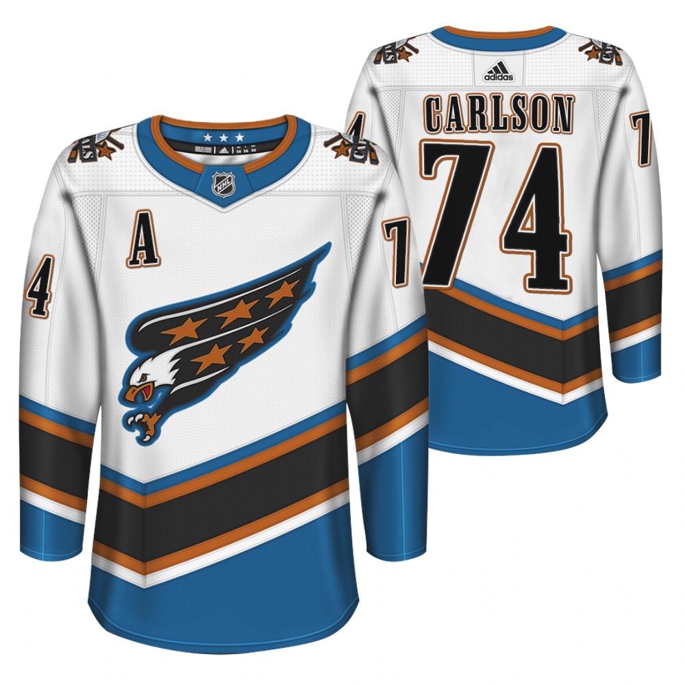 Capitals John Carlson White 2022 Screaming Eagle Throwback Jersey