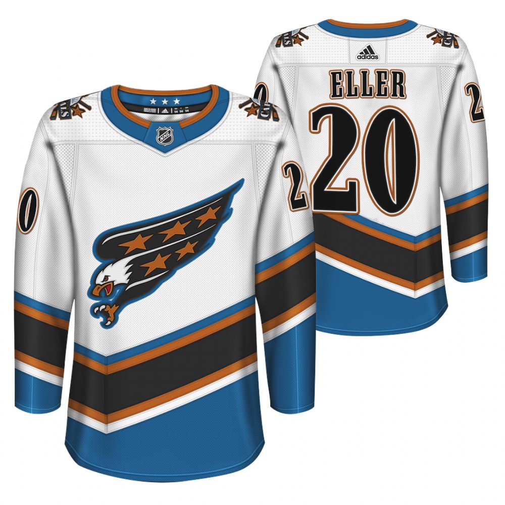 Capitals Lars Eller White 2022 Screaming Eagle Throwback Jersey