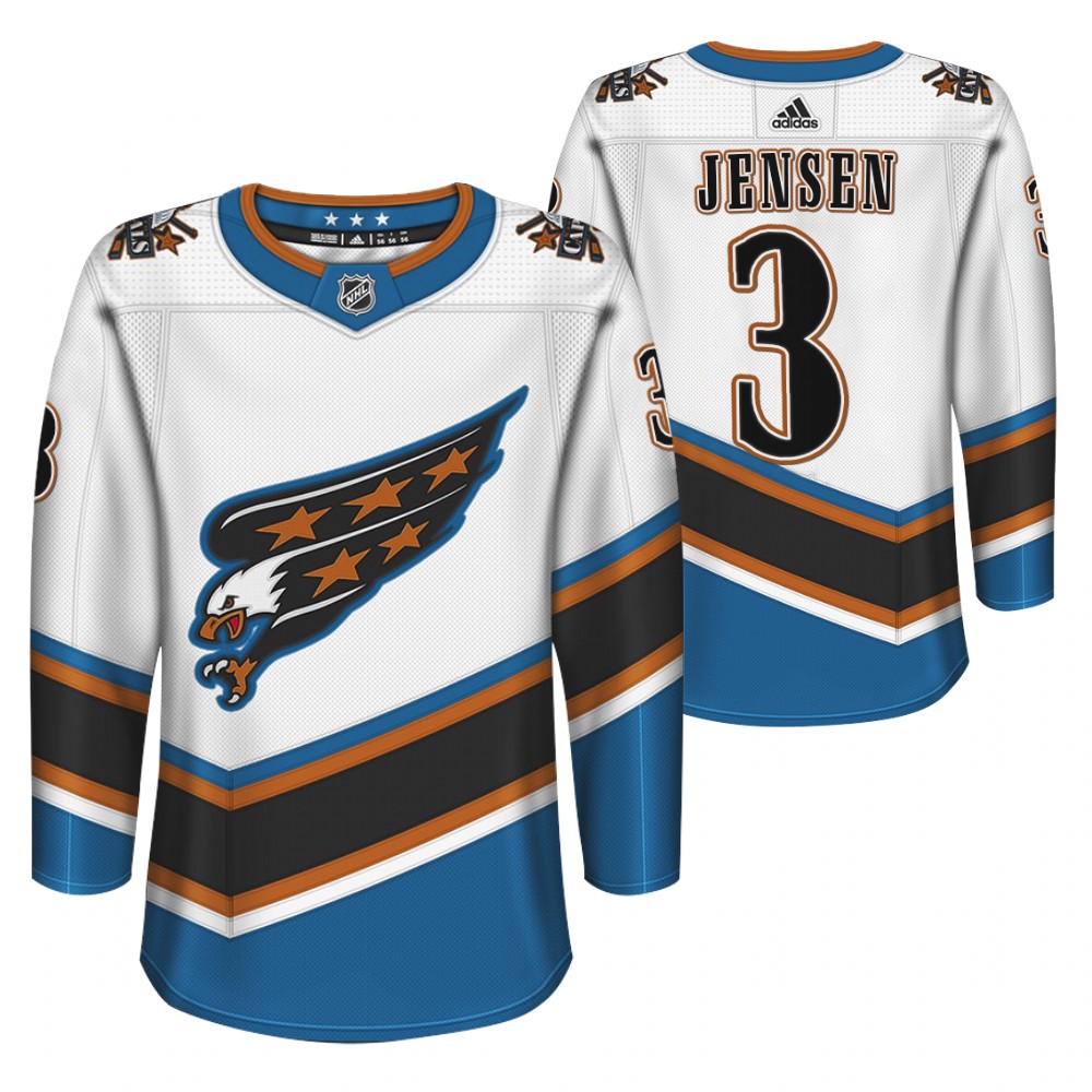 Capitals Nick Jensen White 2022 Screaming Eagle Throwback Jersey