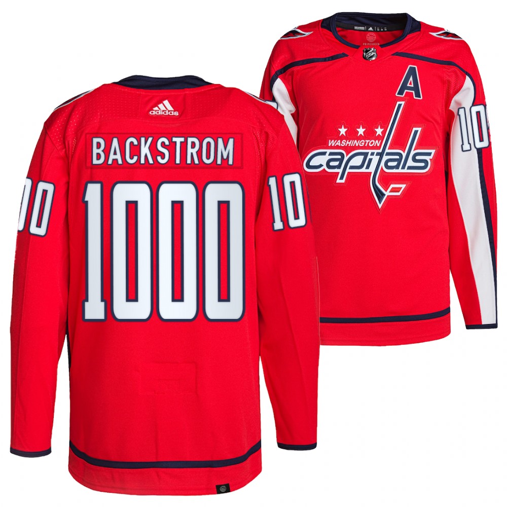 Capitals Nicklas Backstrom 1000 Career Points Red Commemorative Edition Jersey