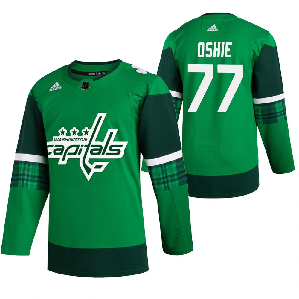 Capitals T. J. Oshie 2020 St Paddy's Day Green #77 Jersey