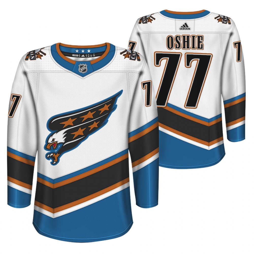 Capitals T.J. Oshie White 2022 Screaming Eagle Throwback Jersey