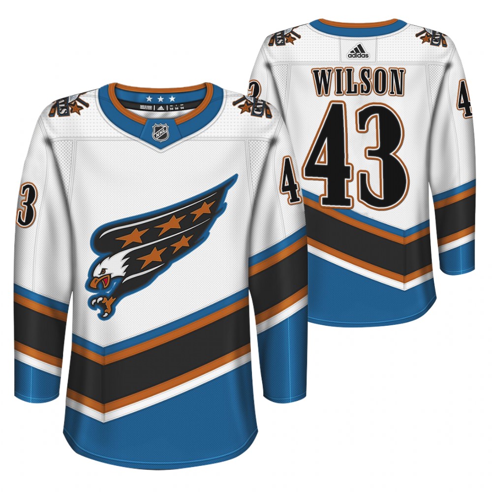 Capitals Tom Wilson White 2022 Screaming Eagle Throwback Jersey