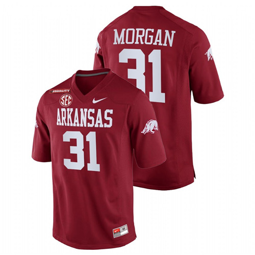Cardinal Men Arkansas Razorbacks Grant Morgan College Football Equality Jersey