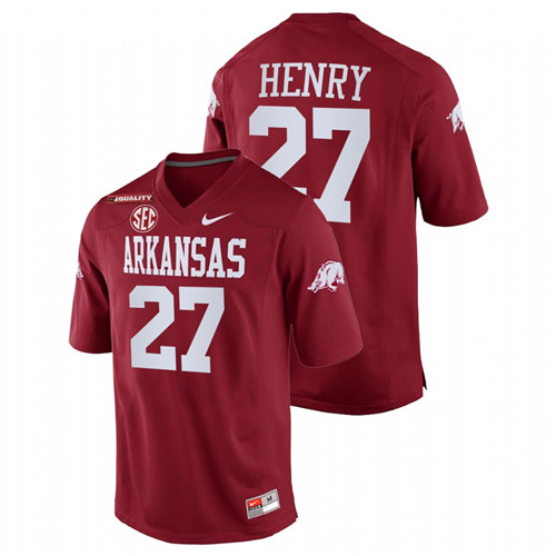 Cardinal Men Arkansas Razorbacks Hayden Henry College Football Equality Jersey