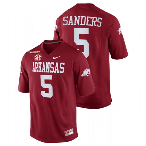 Cardinal Men Arkansas Razorbacks Raheim Sanders College Football Equality Jersey