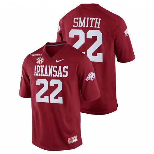 Cardinal Men Arkansas Razorbacks Trelon Smith College Football Equality Jersey