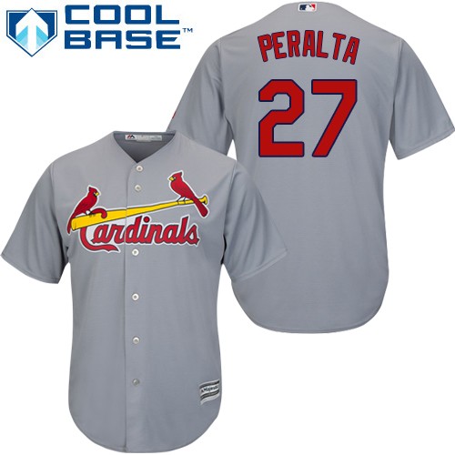 Cardinals #27 Jhonny Peralta Grey Cool Base Stitched Youth MLB Jersey