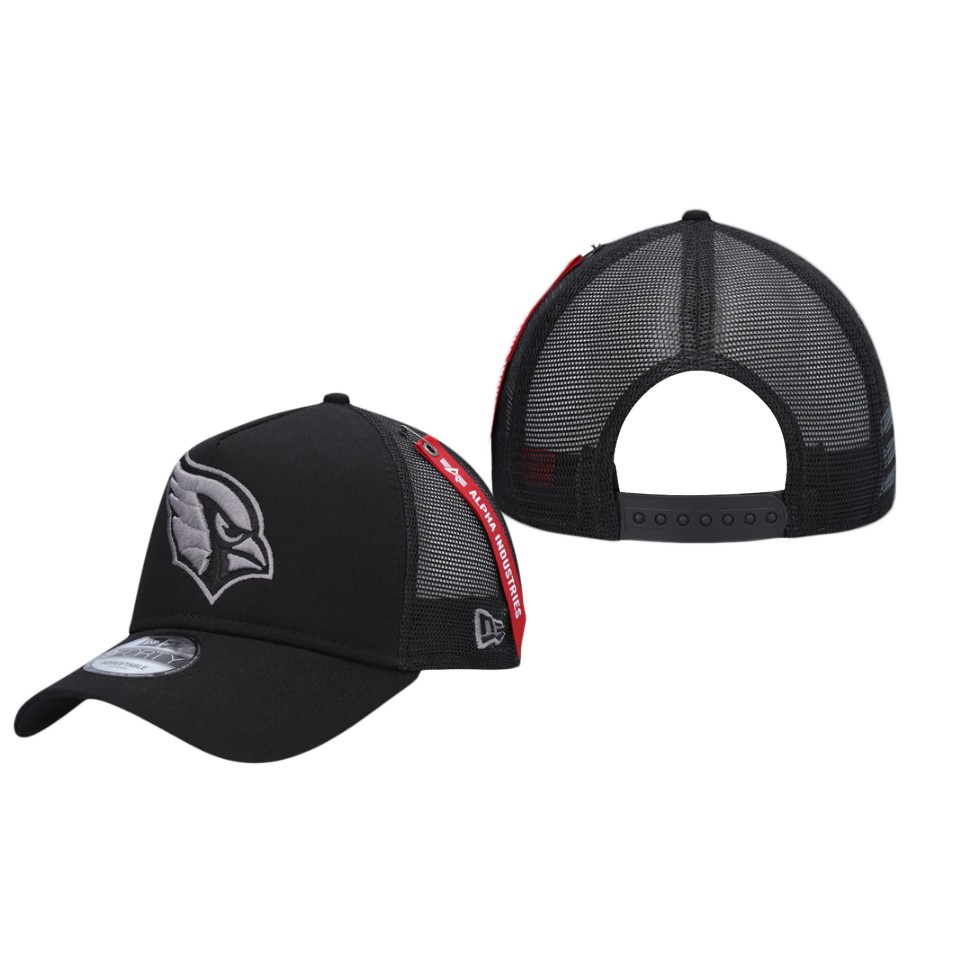 Cardinals Black Alpha Industries A-Frame Trucker Snapback Hat